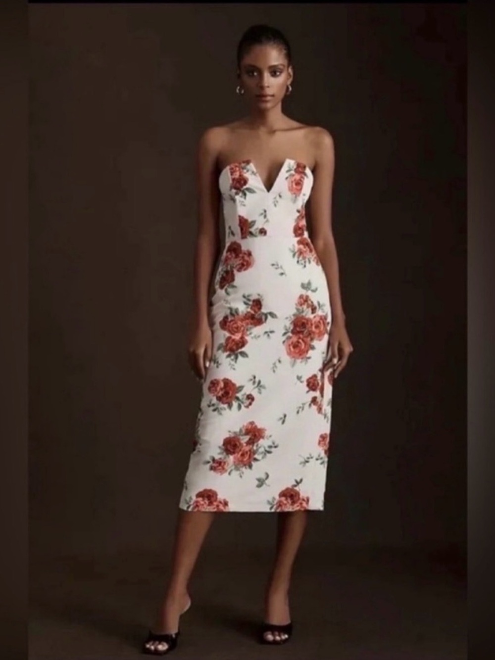 Sachin & Babi Nora Rose Strapless Notch-Neck Midi Dress